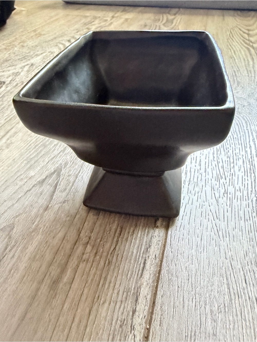 McCoy pottery vintage 1940s Matte Black Square Pedestal Bowl